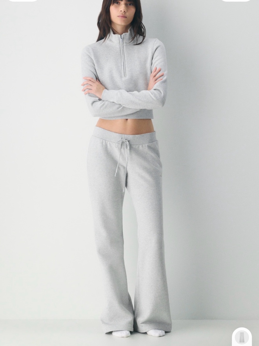 Aritzia Cozy Sweatfleece Snug Flare Gray Drawstring Sweatpants